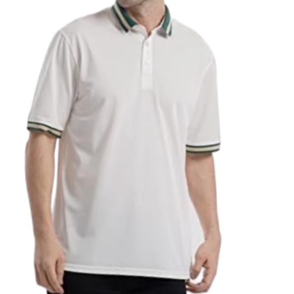 LEDINEY Shirt Polo Contrast stripe Collar white Regular Fit Short sleeve size 2X - Picture 15 of 15